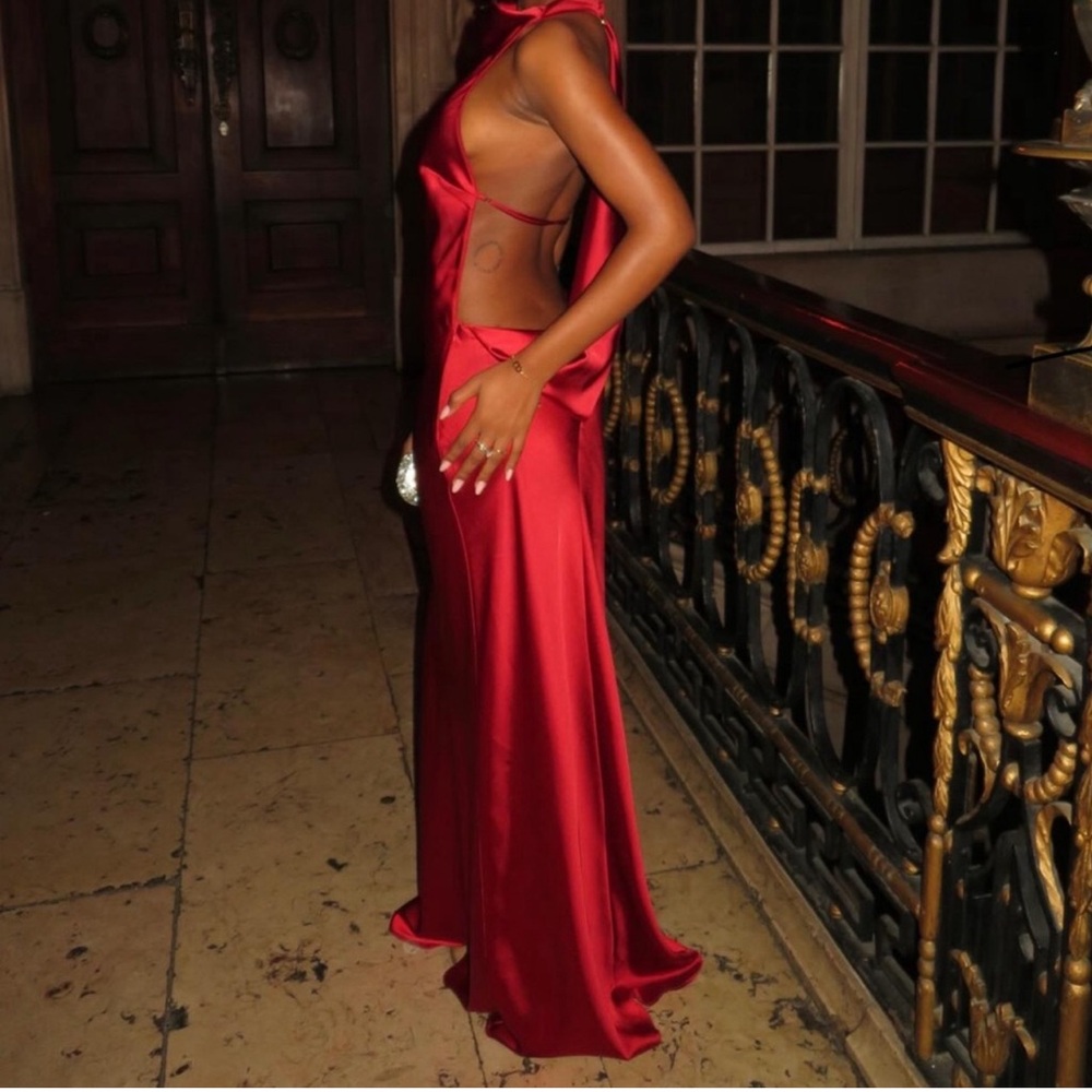 Zara Elegant Red Satin Gown